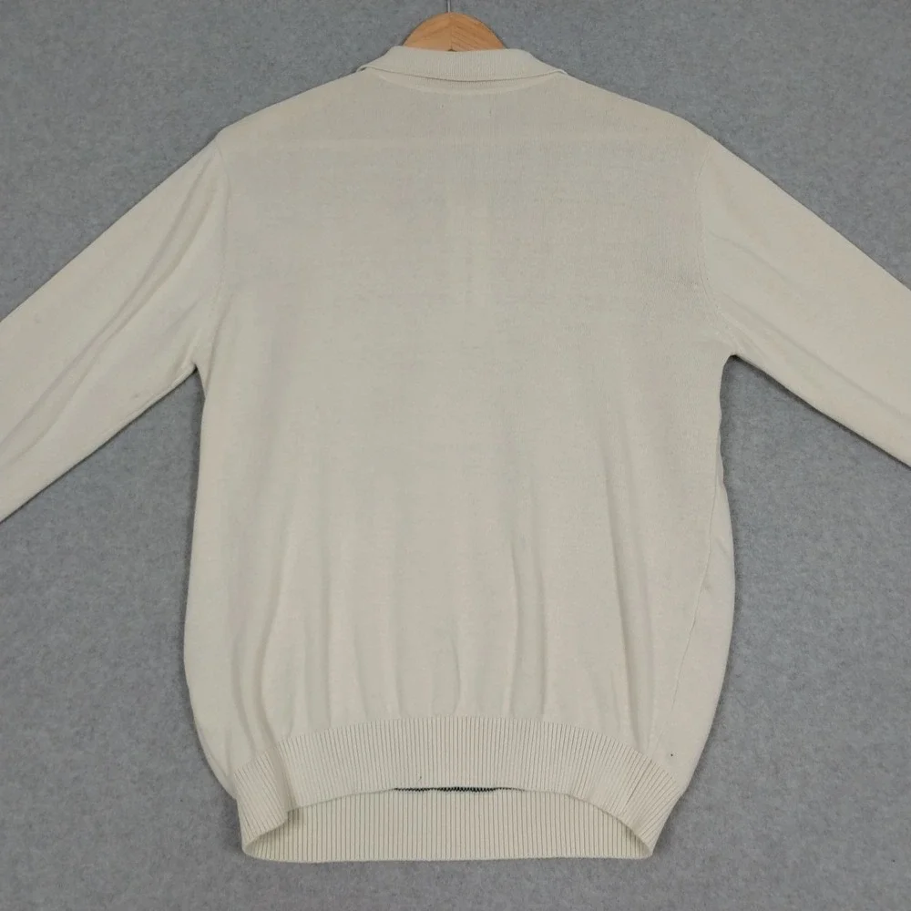 Malbon Sweater Mens Small Cream Quarter Zip Sundance Intarsia Knit Aztec Polo